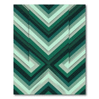 Geometric Green Layered Chevron Rug