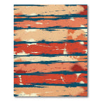 Distressed Burnt Orange Teal Horizontal Stripe Rug