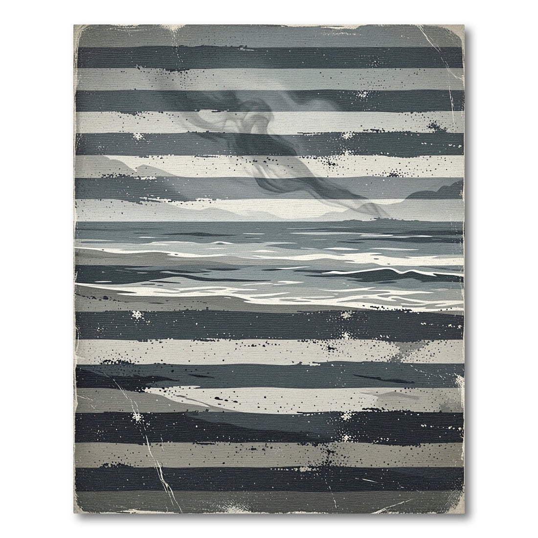 Grayscale Striped Abstract Landscape Rug