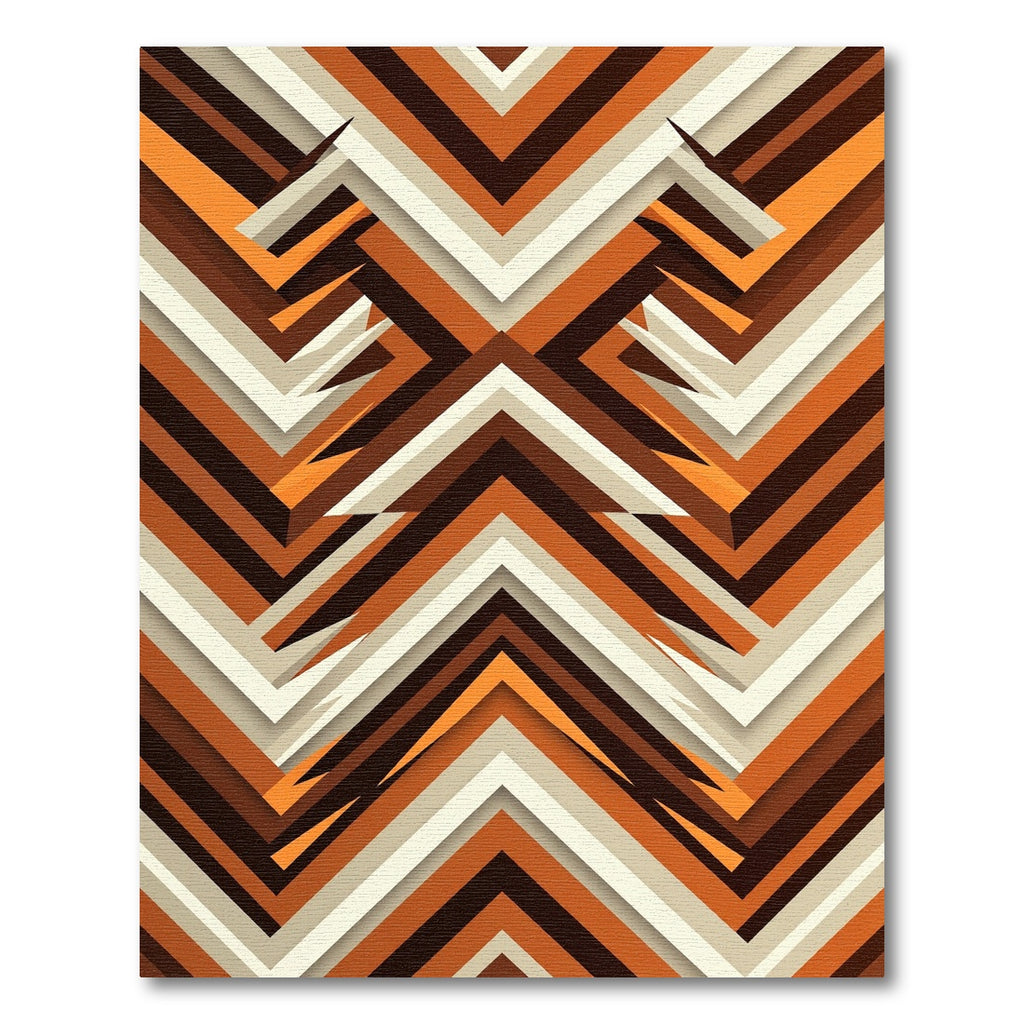 Retro Orange Brown Geometric Chevron Rug