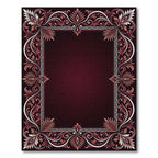 Deep Burgundy Antique Floral Frame Rug