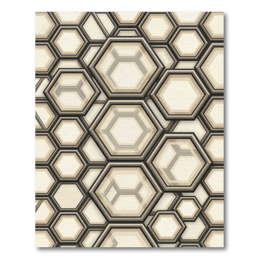 Sophisticated Neutral Geometric Hexagon Rug