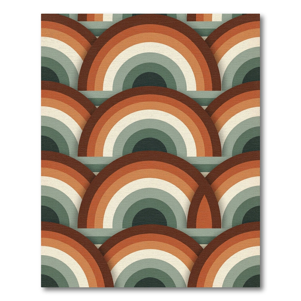 Retro Earthy Tone Rainbow Arc Area Rug