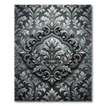 Elegant Silver Damask Filigree Medallion Rug