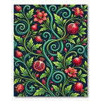 Red Pomegranate Vine Swirl Rug