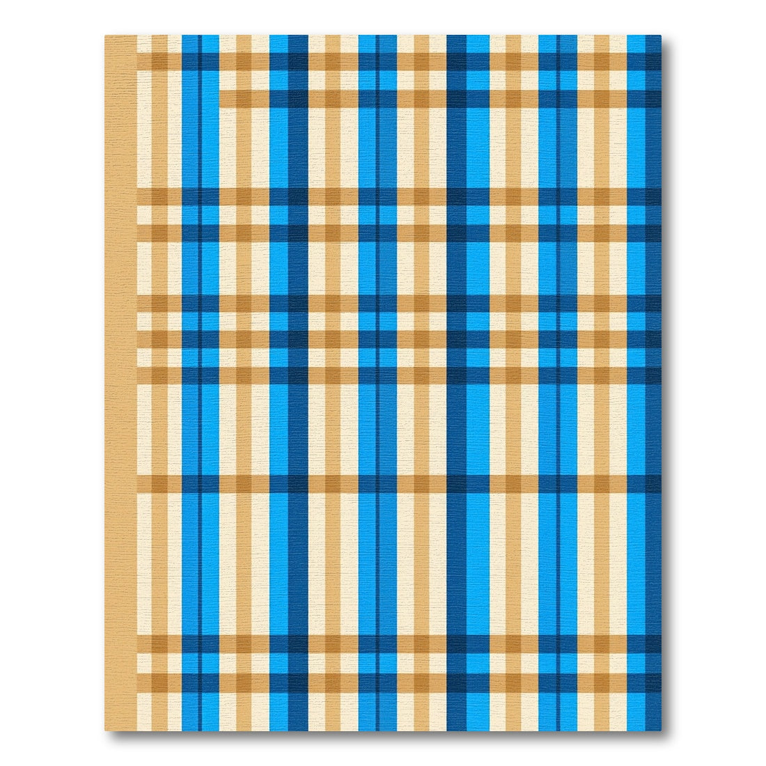 Modern Blue and Gold Plaid Grid Rug