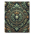 Neo Classical Sage Green Urn Medallion Rug