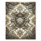 Elegant Gold Damask Crown Crest Rug