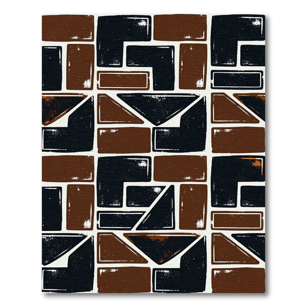 Modern Black And Brown Geometric Block Rug