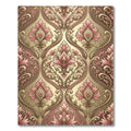 Ornate Pink Floral Damask Gold Rug