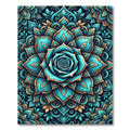 Turquoise Rose Mandala Bloom Rug