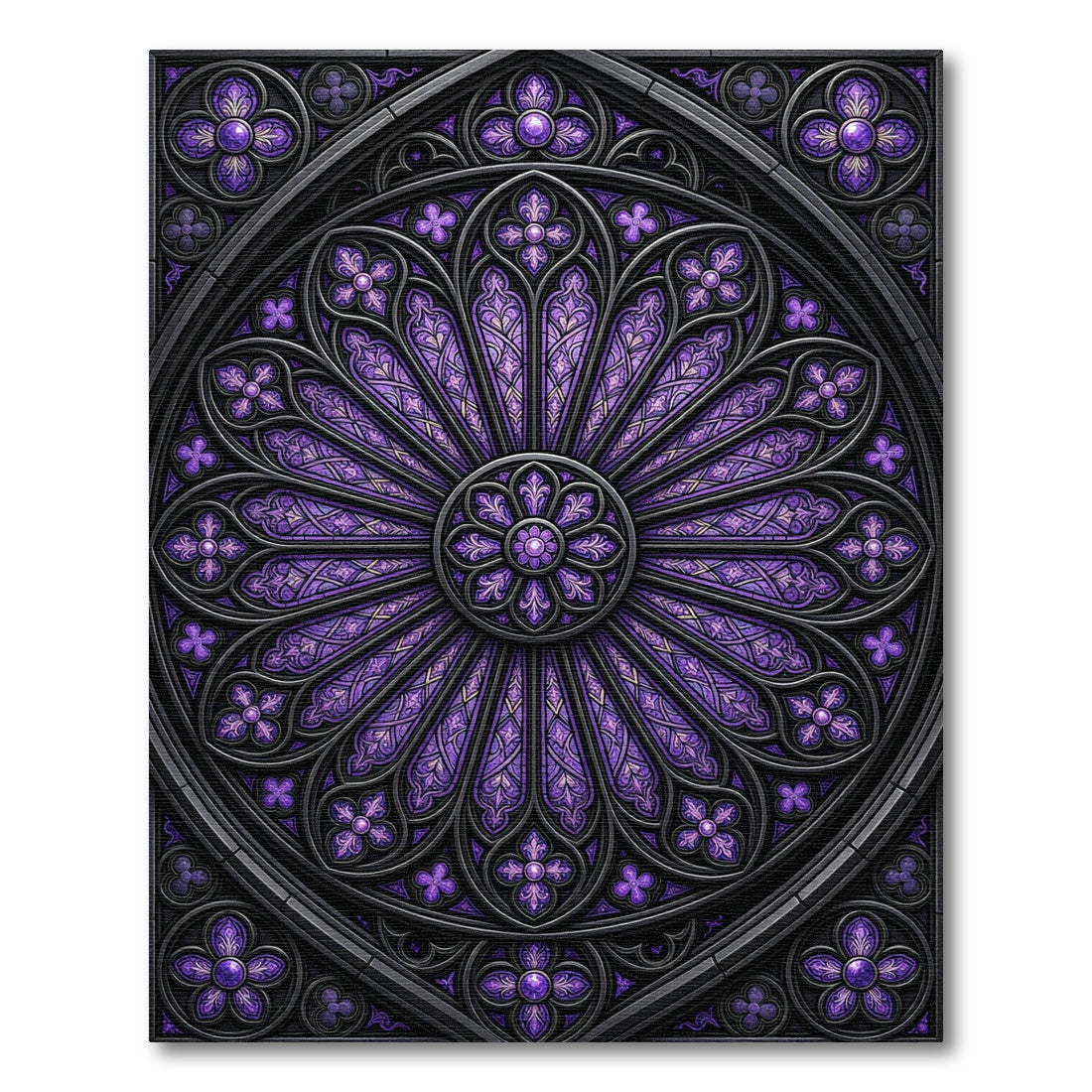Gothic Violet Rose Window Mandala Rug