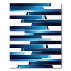 Deep Blue Geometric Stripe Overlay Rug