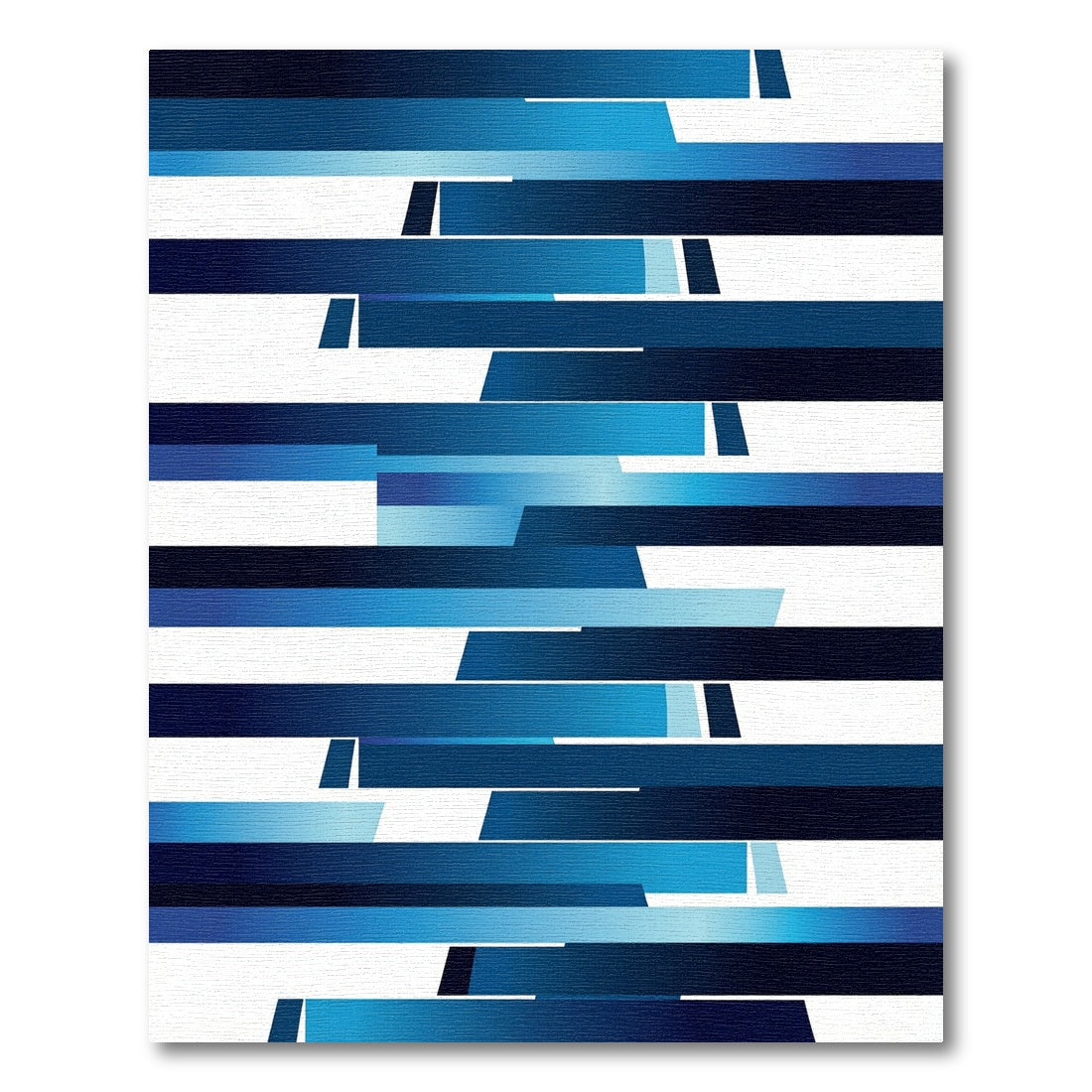 Deep Blue Geometric Stripe Overlay Rug