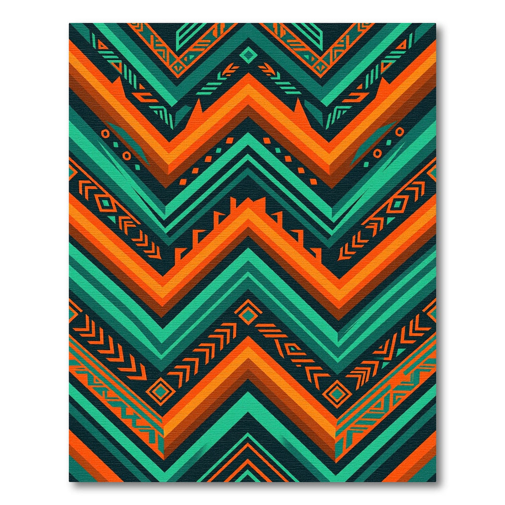 Vibrant Geometric Chevron Aztec Orange Teal Rug