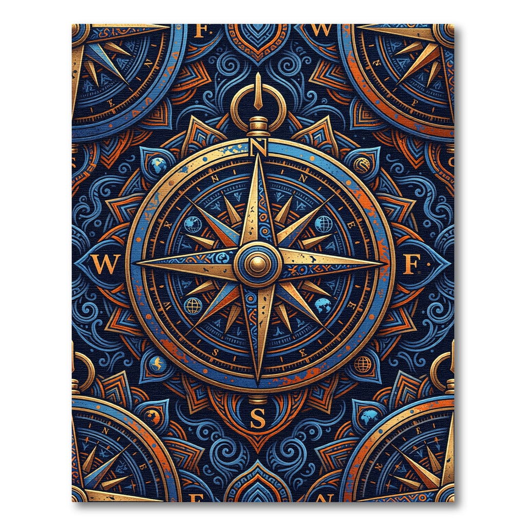 Golden Compass Celestial Blue Swirl Art Rug