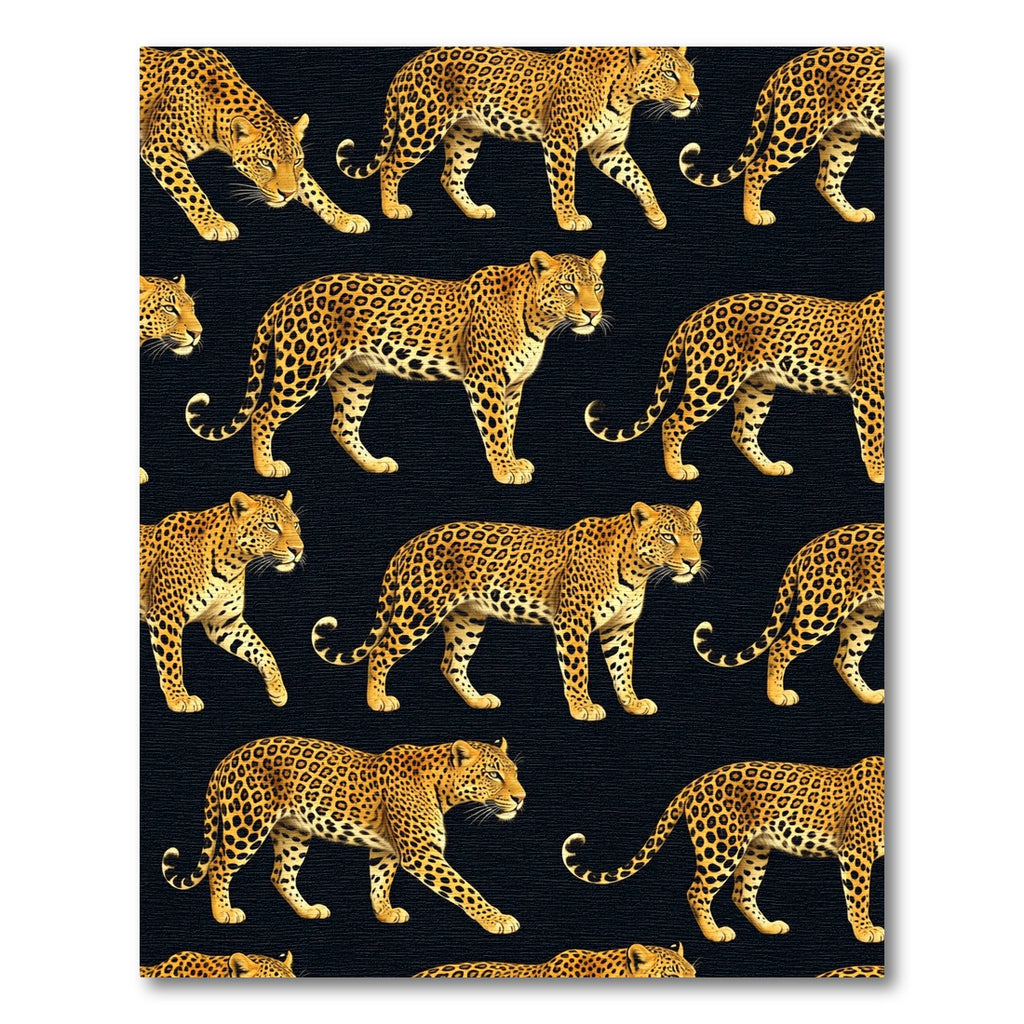 Golden Leopard Black Jungle Animal Rug