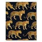 Golden Leopard Black Jungle Animal Rug