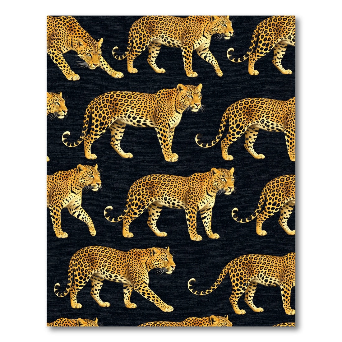 Golden Leopard Black Jungle Animal Rug