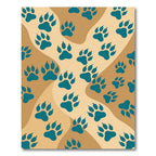 Teal Paw Print Wave Area Rug