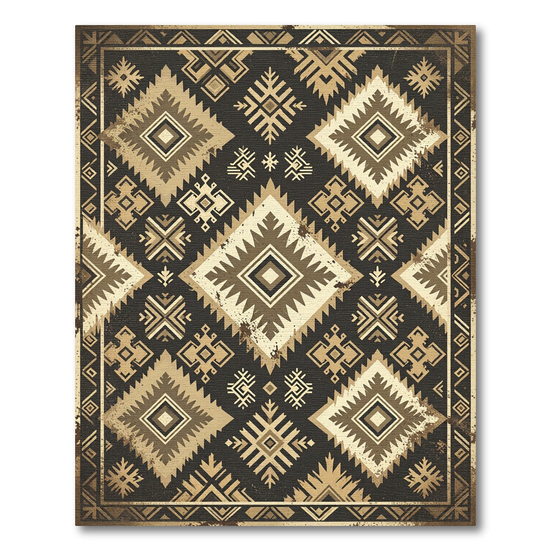 Earthy Geometric Tribal Diamond Rug