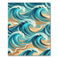 Dynamic Blue Ocean Wave Art Rug