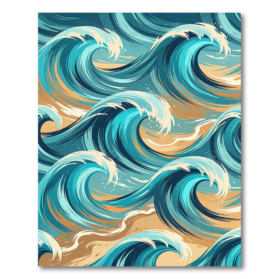 Dynamic Blue Ocean Wave Art Rug