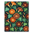 Earthy Orange Morning Glory Floral Rug