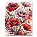 Vibrant Red Pink Watercolor Poppy Field Rug
