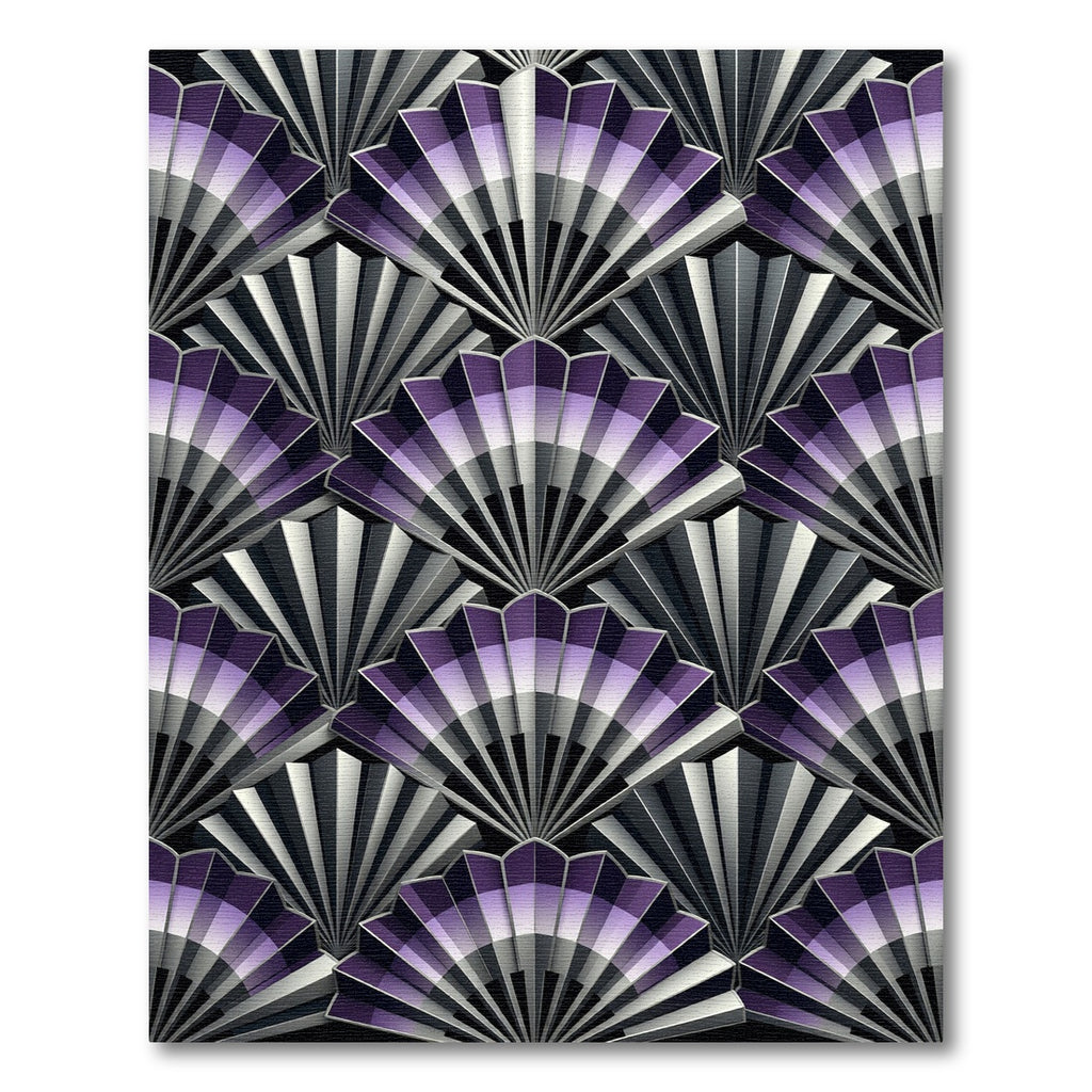 Art Deco Purple and Silver Fan Rug