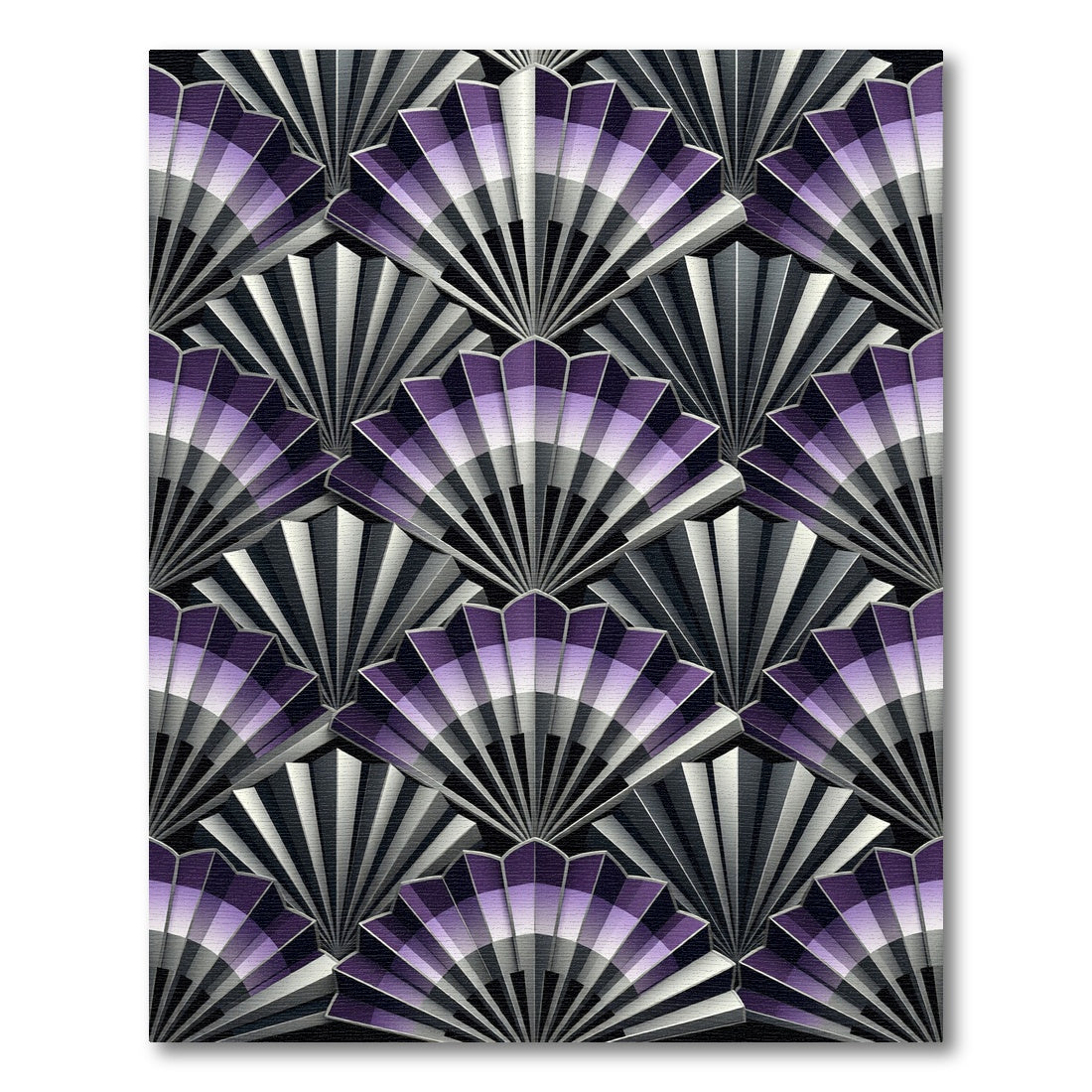Art Deco Purple and Silver Fan Rug