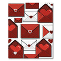 Romantic Crimson Envelope and Heart Hearts Rug