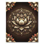 Golden Lotus Medallion Earthy Bronze Rug