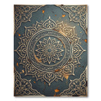Ornate Teal Arabic Mandala Medallion Rug