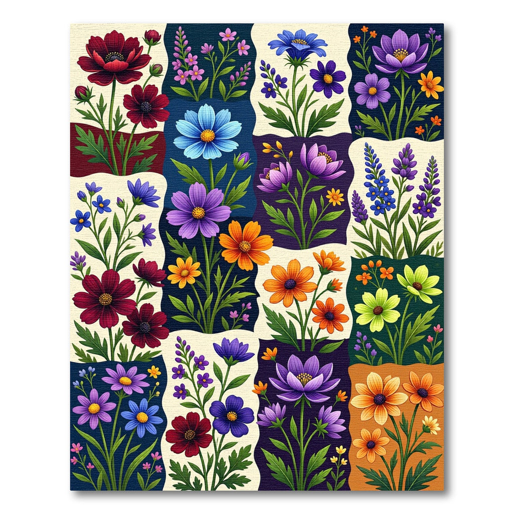 Vibrant Petal Collage Floral Arrangement Rug