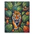Vibrant Tropical Tiger Jungle Foliage Rug