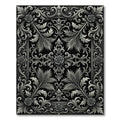 Ornate Silver Floral Swirl Border Rug
