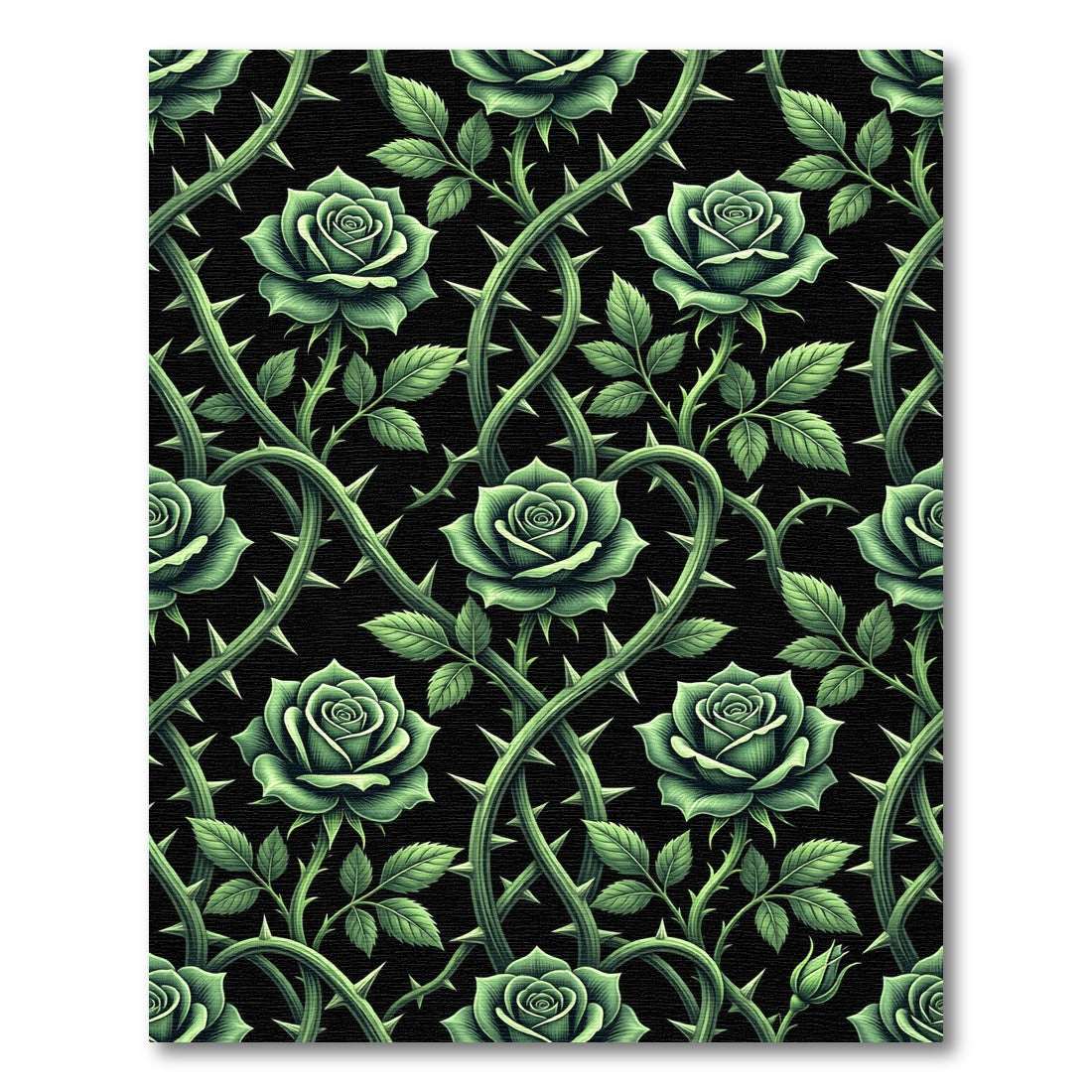 Gothic Emerald Rose Vine Weave Rug