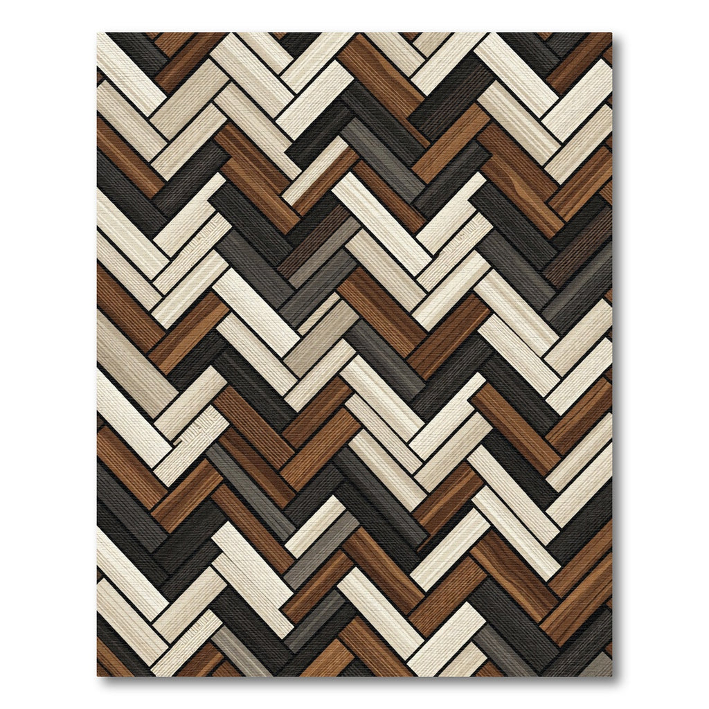 Rustic Wood Grain Herringbone Rug