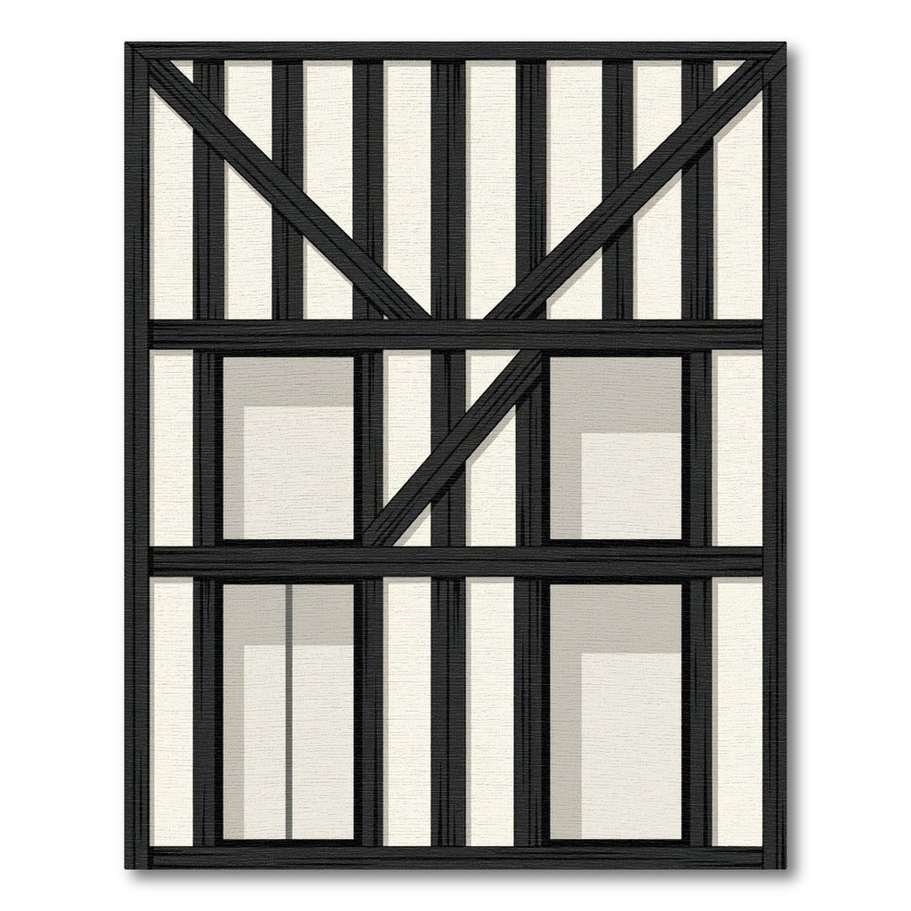 Black White Timber Frame Rug