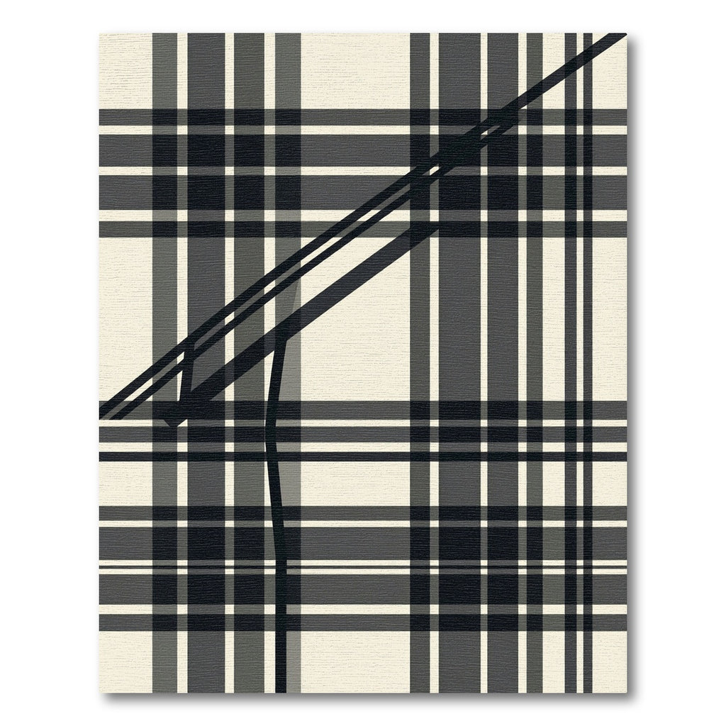 Modern Minimalist Black and White Plaid Rug