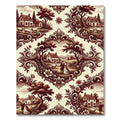 Ornate Red Countryside Estate Scene Rug