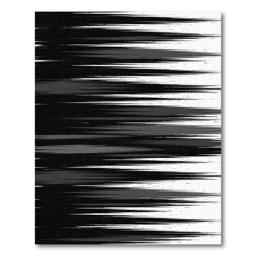 Minimalist Black and White Streaked Motion Rug