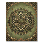 Antique Olive Ornate Filigree Medallion Rug