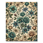 Sage and Cream Botanical Floral Garden Rug