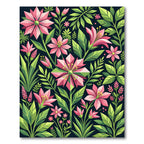 Vibrant Geometric Pink Floral Garden Rug