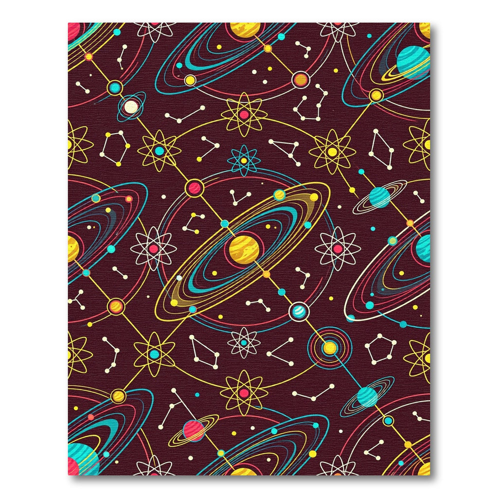 Cosmic Celestial Rings and Atoms Rug