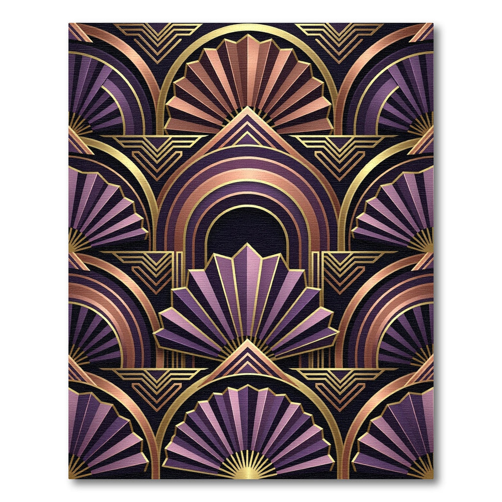 Art Deco Purple Gold Fan Arch Rug