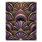 Art Deco Purple Gold Fan Arch Rug