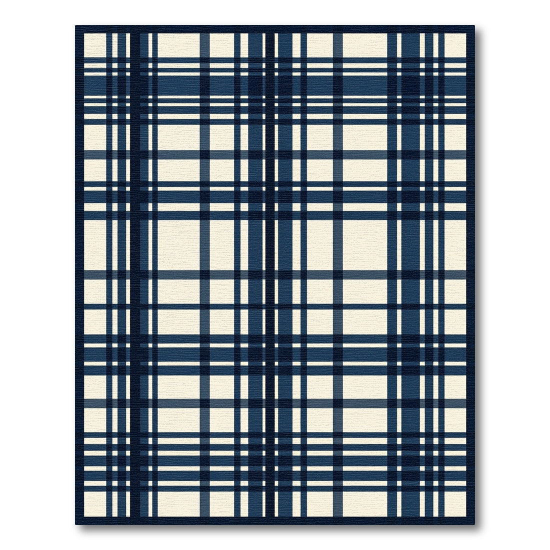 Navy And Cream Plaid Crossing Lines Rug